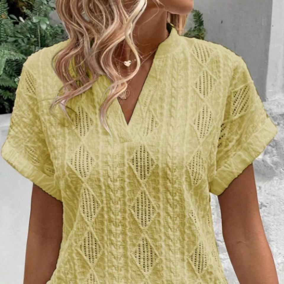 Damen Kurzarmbluse Elegant Sommerweiß - Norvielle