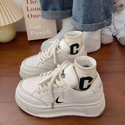Damen Plateau Sneaker Komfortabel Mit Dämpfung