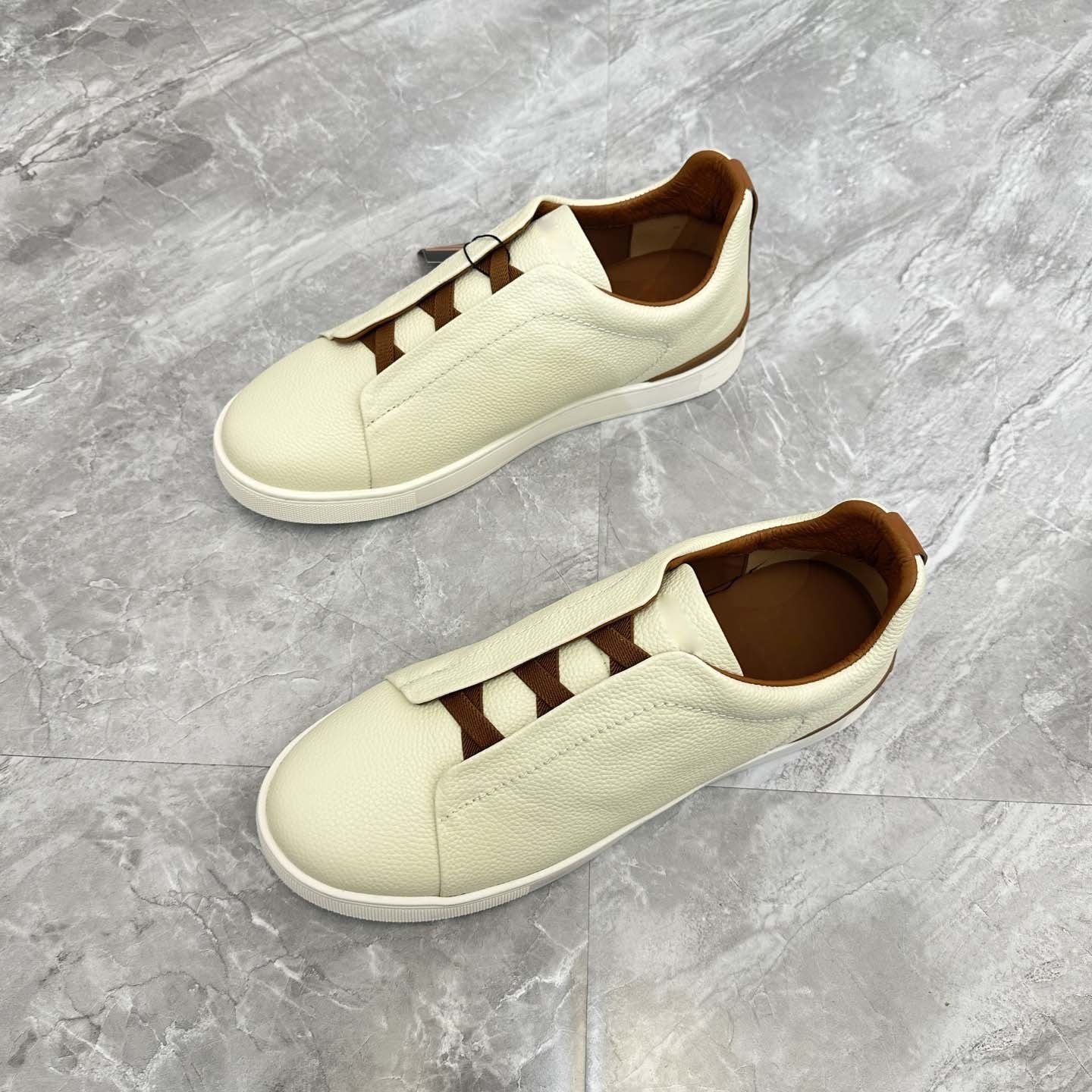 Damen Sneaker Slip-On Leder Rutschfest