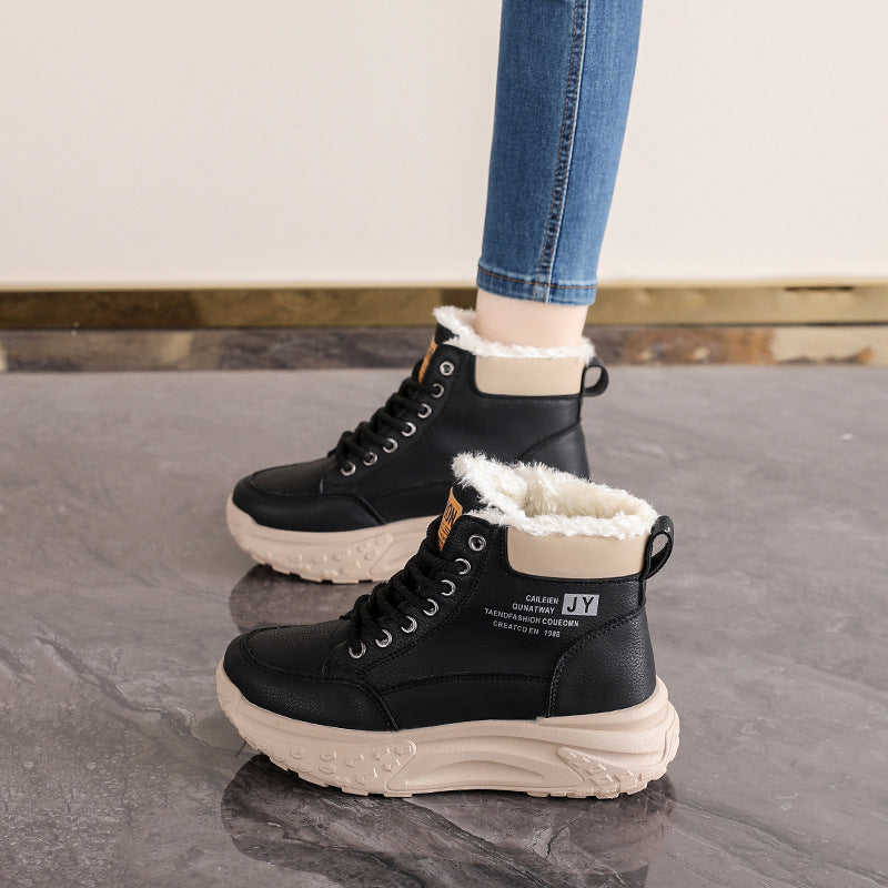 Damen Winterstiefel Schnürboots Kuschelig Rutschfest