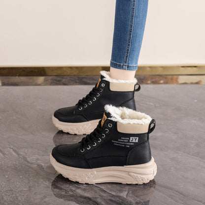 Damen Winterstiefel Schnürboots Kuschelig Rutschfest