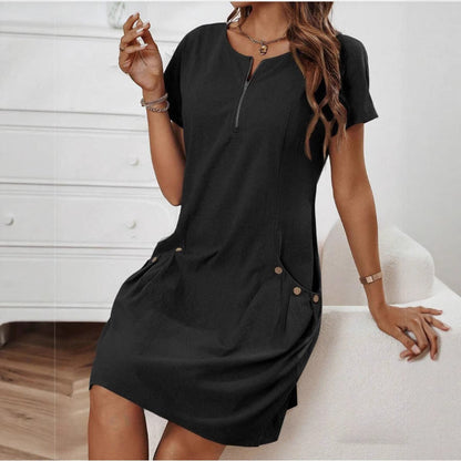 Damen Freizeitkleid Reißverschluss Bequem