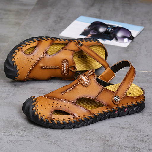 Damen Ledersandalen Elastisch Komfort Sohle Schwarz - Norvielle