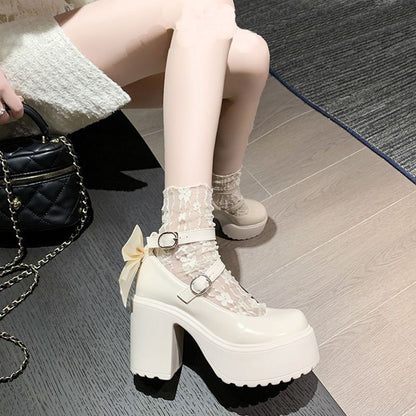 Damen Pumps mit Riemchen und Schnalle Elegante Hochhackige Schuhe