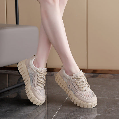 Damen Sneaker Plateau Rutschfest Atmungsaktives Mesh Sportlich