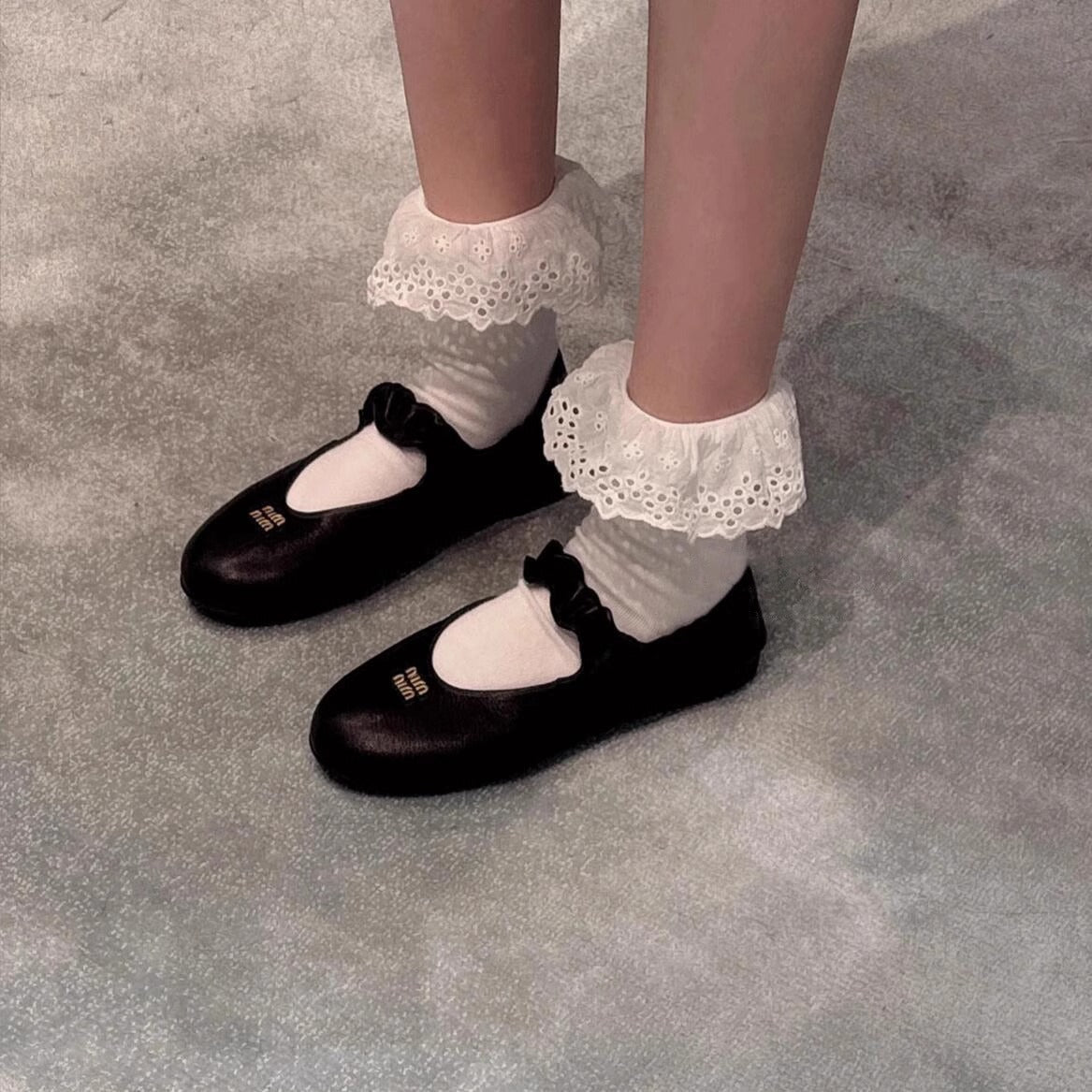 Damen Ballerinas Rüschendesign Elastisch Bequem - Norvielle