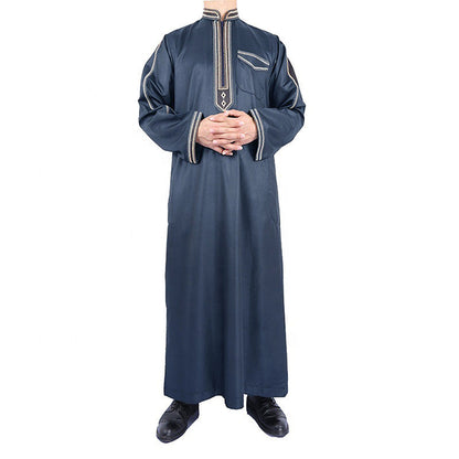 Herren Langmantel Elegant Stickerei Knöpfe