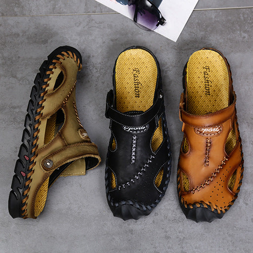 Damen Ledersandalen Elastisch Komfort Sohle