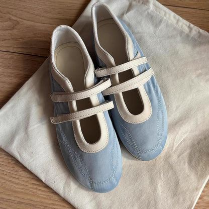 Damen Ballerinas Bequem Doppelriemen Atmungsaktives Material - Norvielle