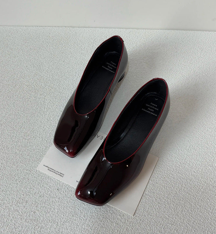 Damen Hochhackige Pumps Glänzend Quadratzehen