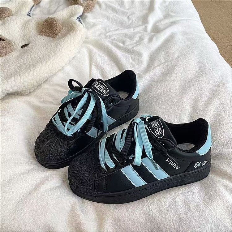 Damen Sneaker Retro Sportlich Schnürsenkel