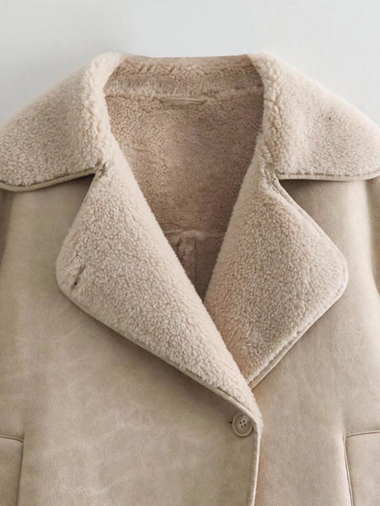 Velourslederjacke Damen Fleecefutter
