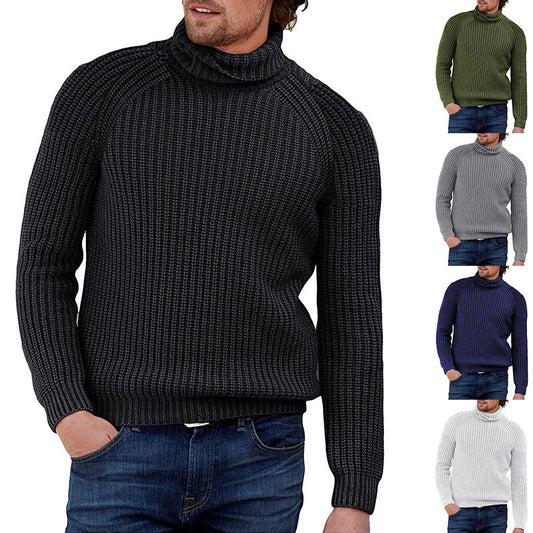 Herren Pullover Strukturiert Grobstrick Hochkragen Modern - Norvielle