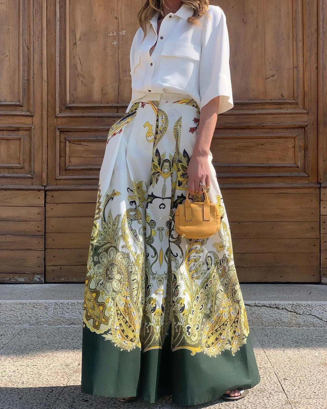 Damen Palazzo Hose Großes Muster