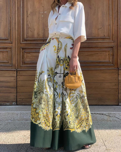 Damen Palazzo Hose Großes Muster