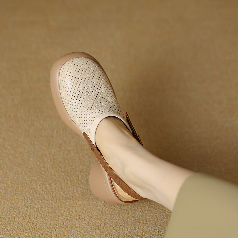Damen Clogs Atmungsaktives Material Blockabsatz Bequem Elegant