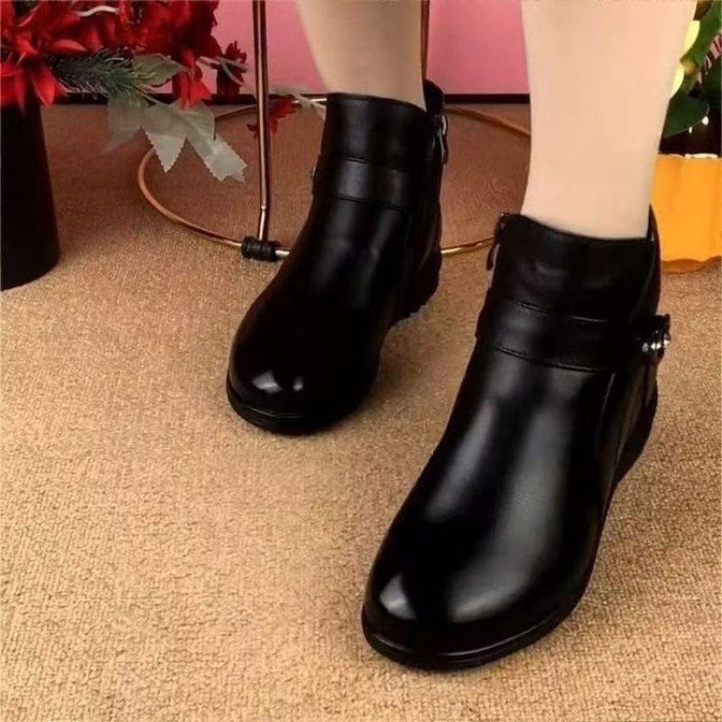 Damen Stiefeletten Elegantes Design Schnalle Reißverschluss