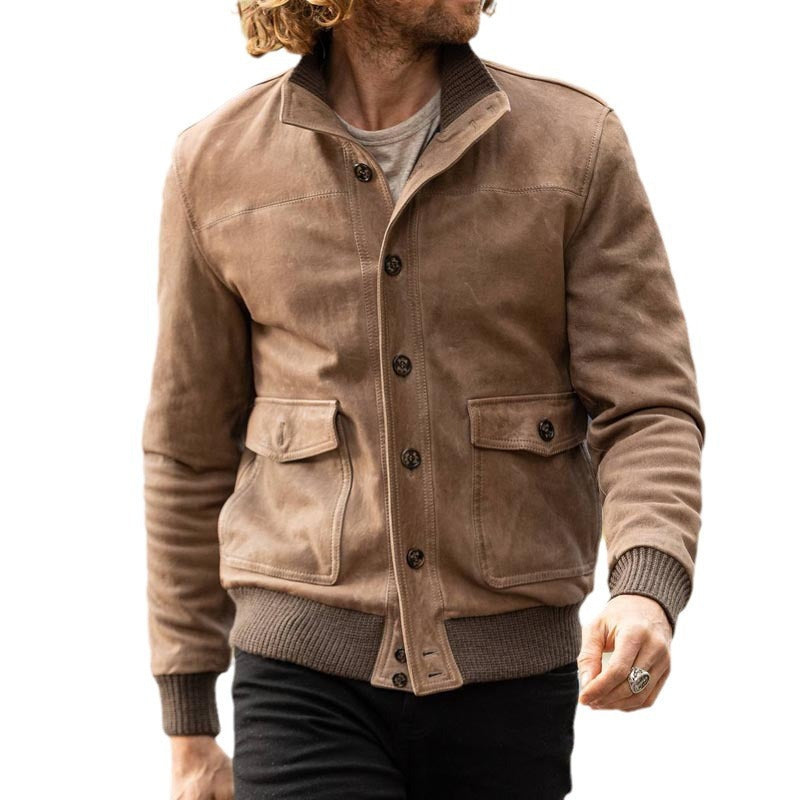 Herren Bomberjacke Suede Leder