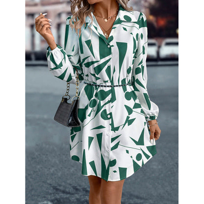 Damen Kleid Geometrisch Modern Knopfverschluss