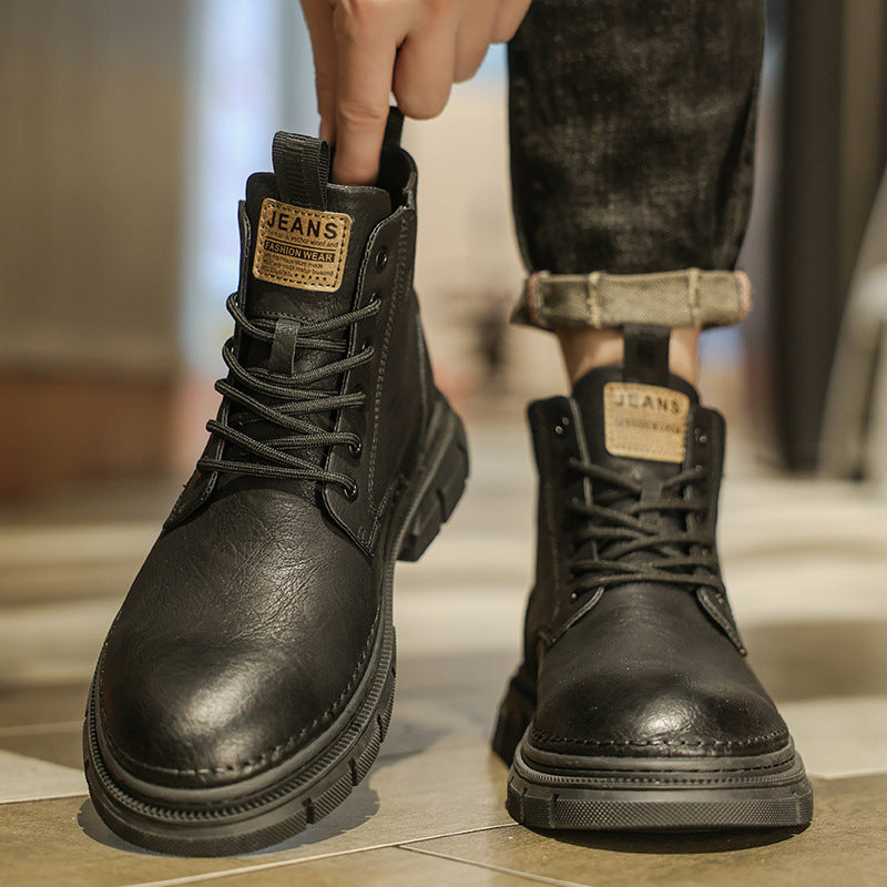 Damen Lederstiefel Robust Rutschfeste Gummisohle