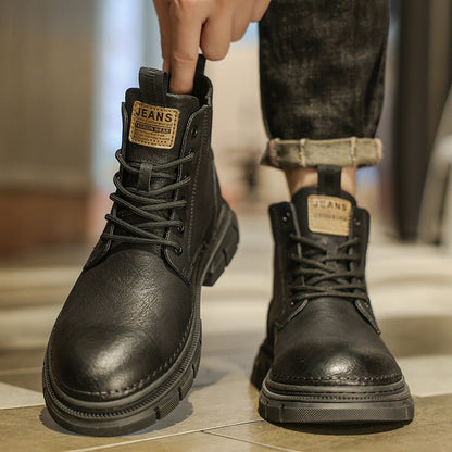Damen Lederstiefel Robust Rutschfeste Gummisohle
