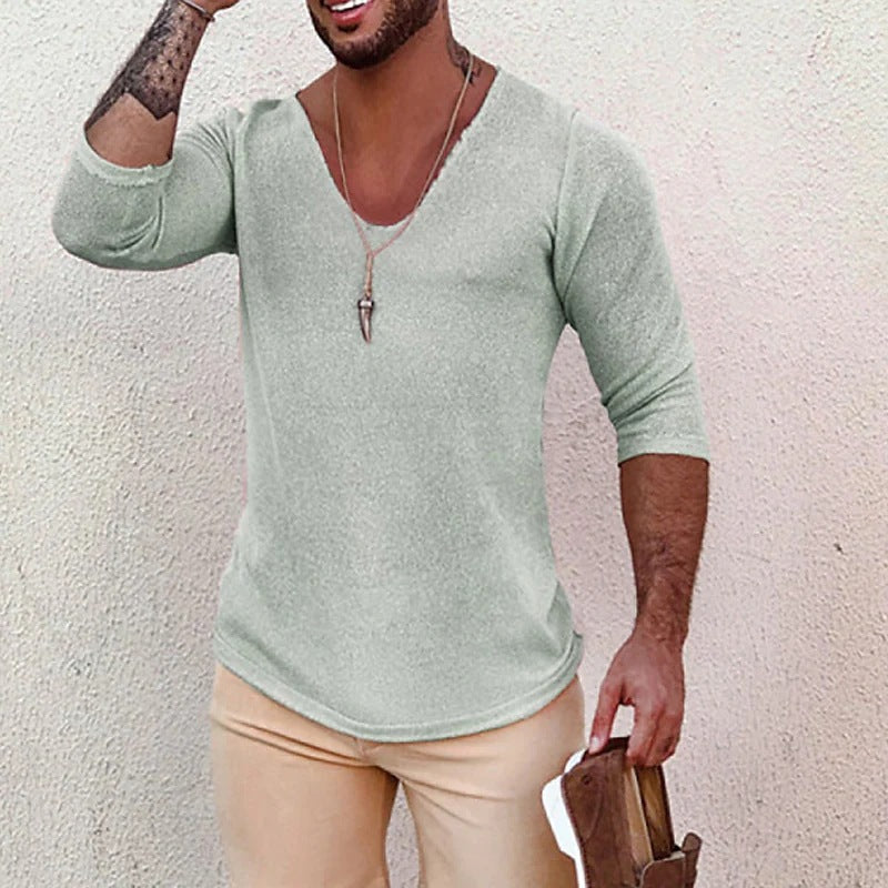 Herren T-Shirt V-Ausschnitt Modernes Strukturdesign