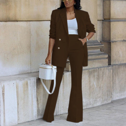 Damen Blazer-Set Elegant Weites Bein Taillengürtel