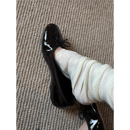 Damen Ballerinas Glänzend Lack Bequem