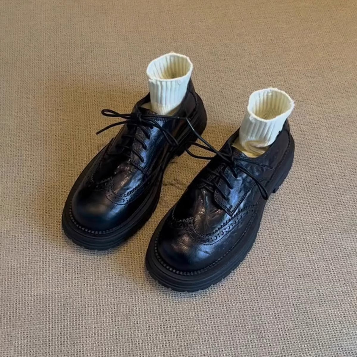 Damen Schnürschuhe Bequem Komfortabel Schwarz - Norvielle