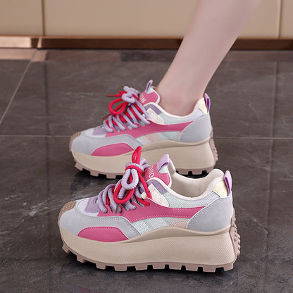Damen Plateau Sneaker Hoch Rutschfest Farbverlauf