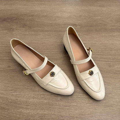 Damen Mary Jane Schuhe Elegant Schnalle Schwarz - Norvielle