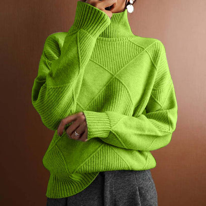 Damen Strickpullover Hoher Hals Warm Winter