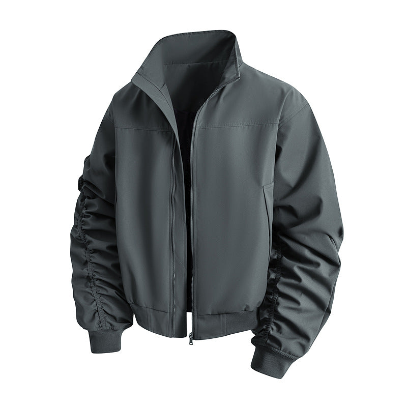 Damen Bomberjacke Stehkragen Elegant Schwarz - Norvielle