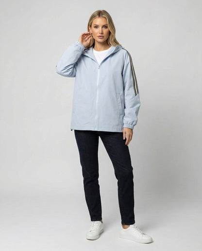 Damen Oversize Kapuzenjacke Winddicht Mit Kontraststreifen