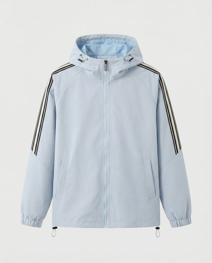 Damen Oversize Kapuzenjacke Winddicht Mit Kontraststreifen