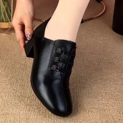 Damen Schnürschuhe Blockabsatz Elegantes Design Schwarz - Norvielle