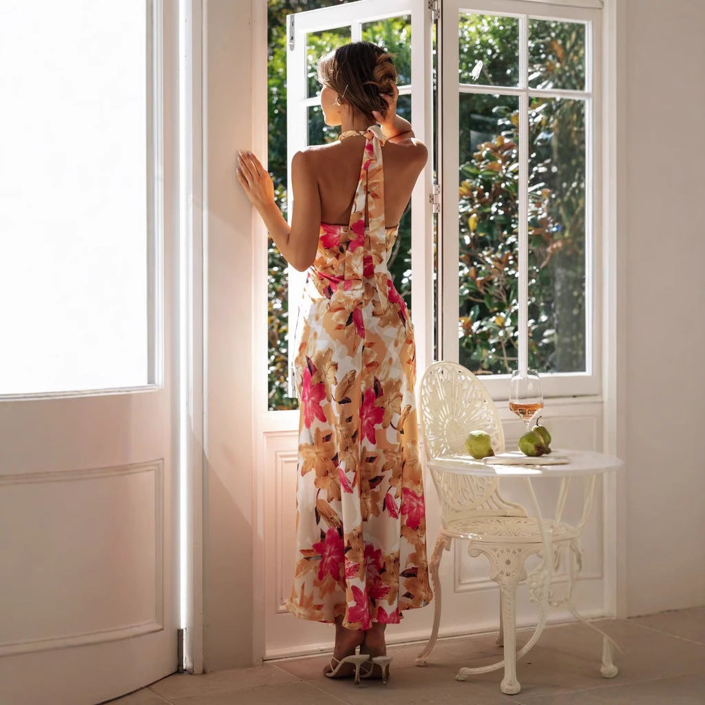 Damen Hochzeitsgastkleid Halterneck Elegantes Kleid
