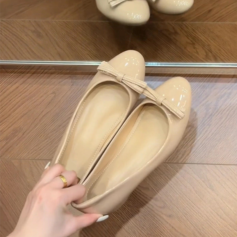 Damen Ballerinas Bequem Mit Schleifen Detail