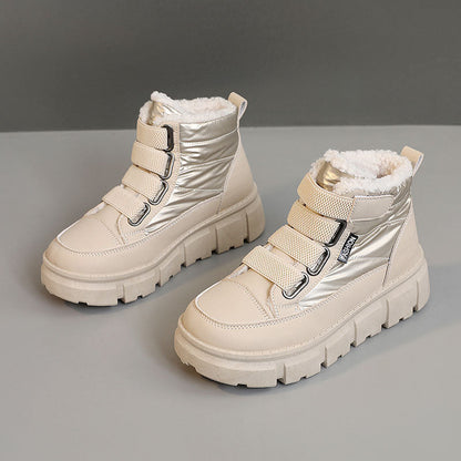 Damen Winterstiefel Gefüttert Warm Robust Klettverschluss