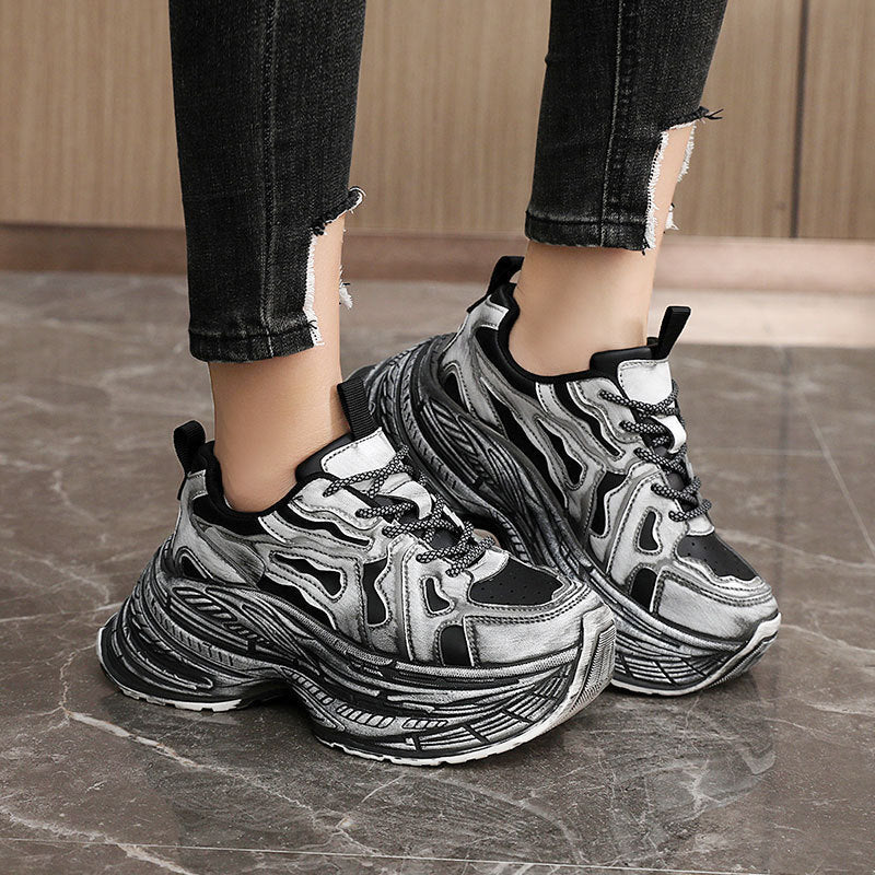 Damen Sneaker Bequem Elastisch Weite Passform