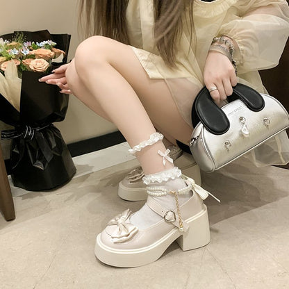 Damen Plateauschuhe Mit Perlenriemen Elegant Hochzeitsschuhe