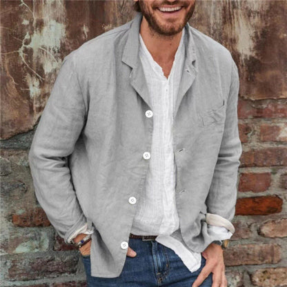 Herren Leinenjacke Knöpfe Sommer Modern wird zu Herren