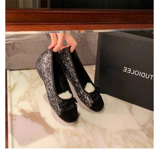 Damen Glitzer Ballerinas Elegant Schuhe - Norvielle