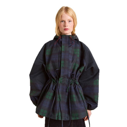 Damen Oversized Karo Jacke Mit Taschen Lässig