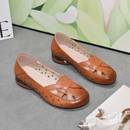 Damen Ballerinas Bequem Cut-Out