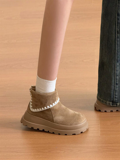Damen Stiefeletten Weiches Wildleder Rippensaum