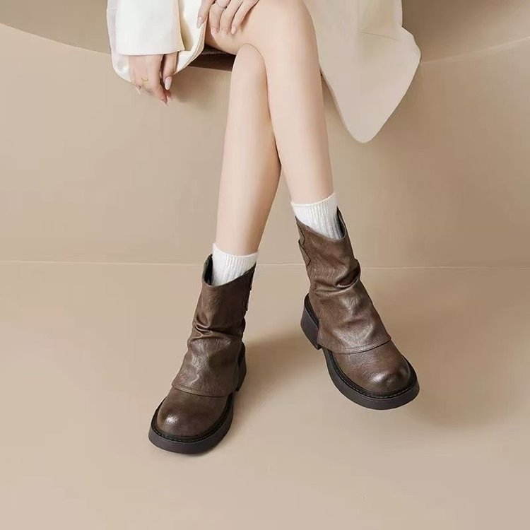 Damen Stiefeletten Komfortabel Leder