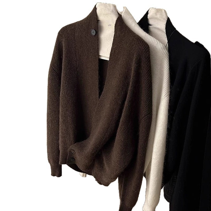 Damen Strickcardigan Modern Revers Glamour Style