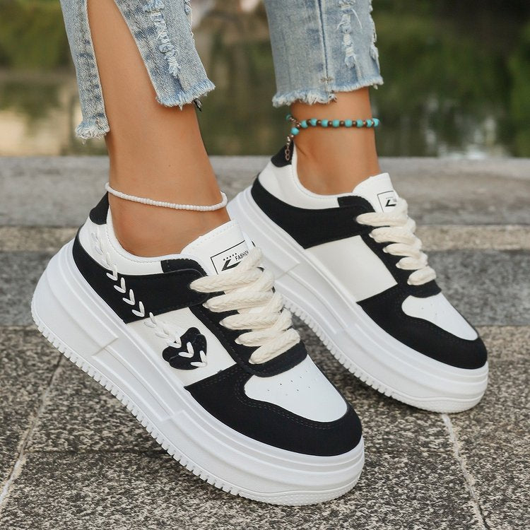 Damen Plateau Sneaker Hoch Weiche Sohle