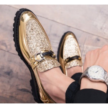 Damen Mokassins Glitzernde Schuhe Elegant